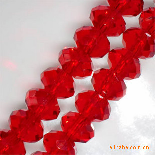 【厂家直销 水晶扁珠8MM 水晶散珠(大红色) DIY串珠配件材料】价格,厂家,图片,饰品加工,林豹-