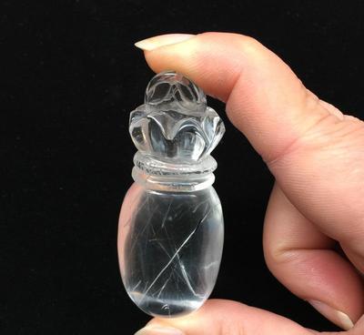 一物一图天然银发晶雕钱袋吊坠 发晶晶体通透