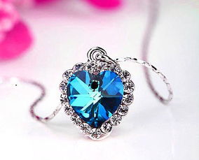 蓝色梦幻海洋之心水晶项链