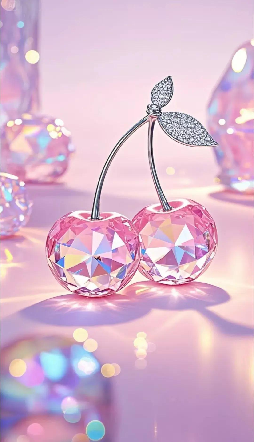 壁纸分享 AI合成的水晶樱桃——晶莹剔透的视觉盛宴